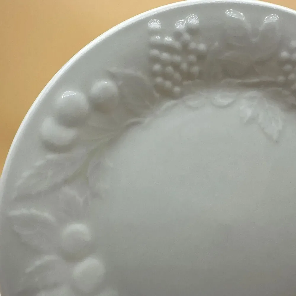 Gibson Off-White Embossed Fruit Salad Plate(s) 7.75”  Stoneware Dinnerware